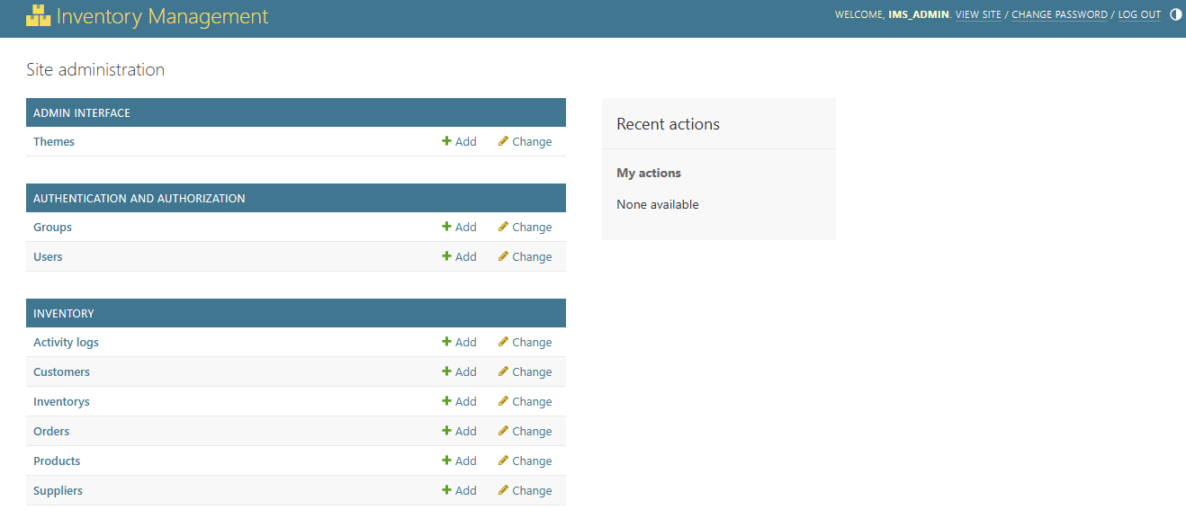 Admin dashboard